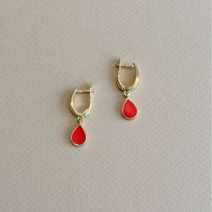 Red Teardrop Earrings R837